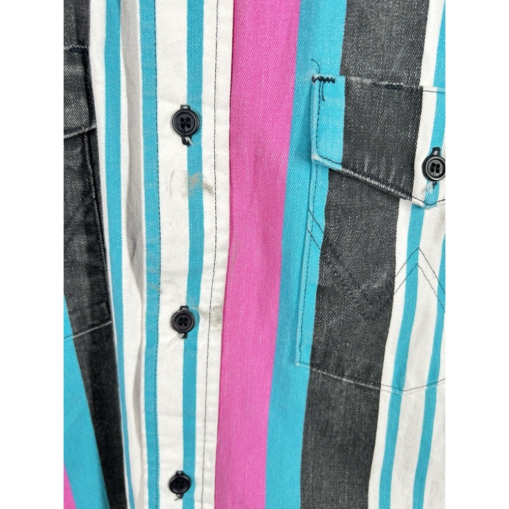 Vtg Wrangler Brushpopper Shirt Mens 18 35 2XL Pink Teal Black Western Rodeo - Picture 3 of 9